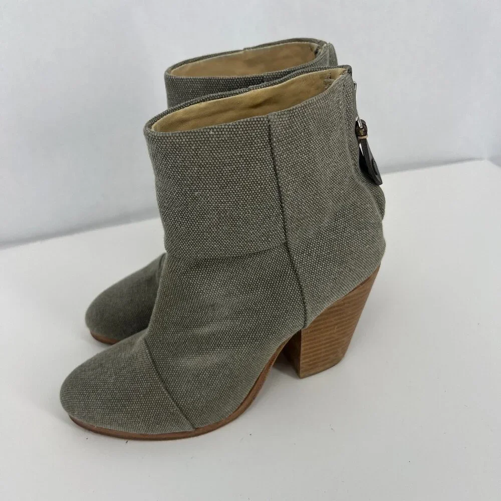 rag & bone Olive Green Canvas Ankle Booties